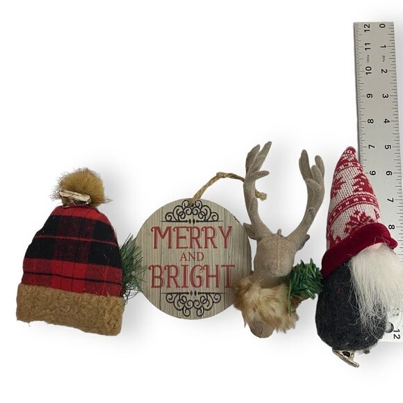 Woodland Christmas Ornaments Set of 4 Rustic Farmhouse Holiday Decor Ref#1 - Picture 4 of 4